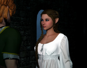 Картинка 3д+графика эльфы+ elves взгляд эльфийка фон