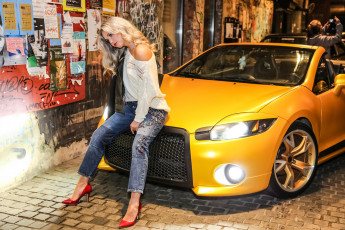 обоя автомобили, -авто с девушками, mitsubishi, eclipse