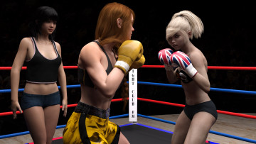 Картинка 3д+графика спорт+ sport девушки ринг бокс фон взгляд