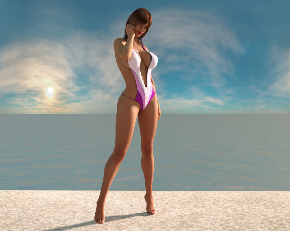 Обои картинки фото 3д графика, люди , people, взгляд, фон, девушка