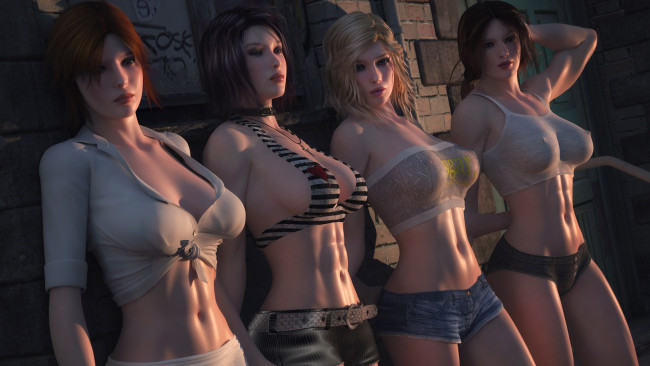 Обои картинки фото 3д графика, люди , people, фон, взгляд, девушки