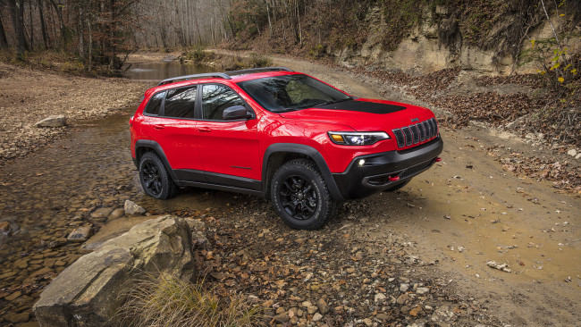 Обои картинки фото jeep cherokee trailhawk 2019, автомобили, jeep, red, trailhawk, cherokee, 2019