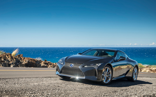 Обои картинки фото lexus lc-500h north america 2017, автомобили, lexus, north, lc-500h, серый, 2017, america