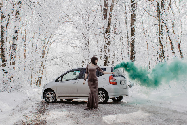 Обои картинки фото автомобили, -авто с девушками, honda, fit