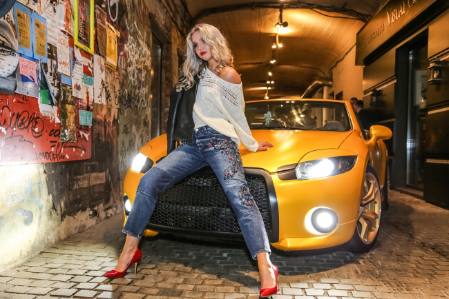 Обои картинки фото автомобили, -авто с девушками, mitsubishi, eclipse