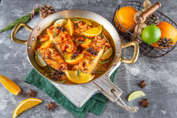 Картинка еда рыбные+блюда +с+морепродуктами суп шишки рыба первое блюдо цитрусы