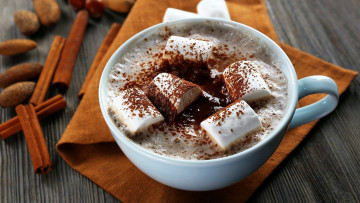 Картинка еда кофе +кофейные+зёрна маршмеллоу пенка