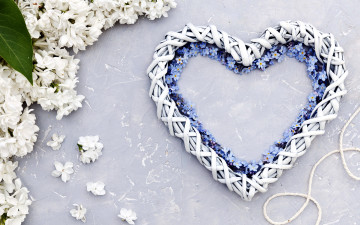 Картинка праздничные день+святого+валентина +сердечки +любовь незабудки сердце сирень