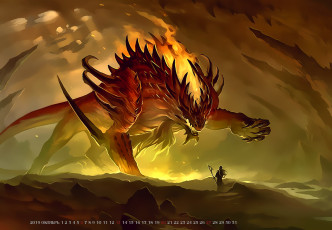 обоя календари, фэнтези, существо, 2019, calendar