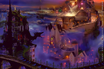 Картинка календари фэнтези 2019 calendar постройка здание ночь город