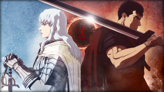 Обои картинки фото аниме, berserk, руна, мечи, рыцари