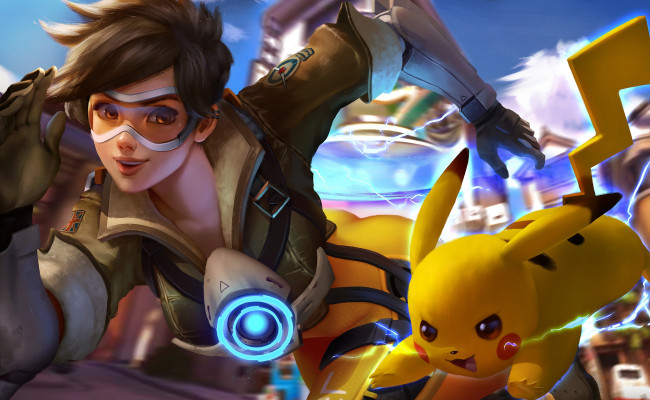 Обои картинки фото видео игры, overwatch, pikachu