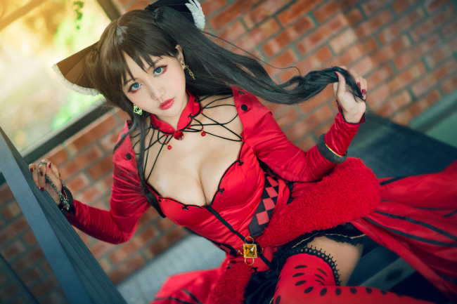 Обои картинки фото разное, cosplay , косплей, красный, азиатки, модель