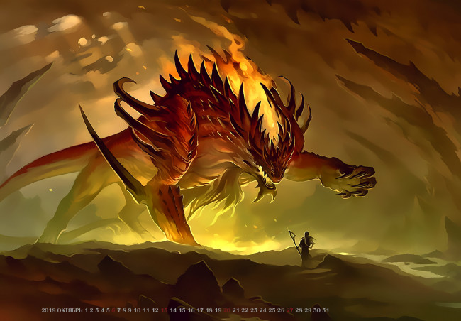 Обои картинки фото календари, фэнтези, существо, 2019, calendar