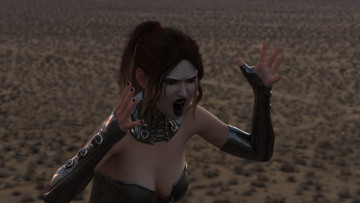 Картинка 3д+графика эльфы+ elves дроу перчатки пустыня крик