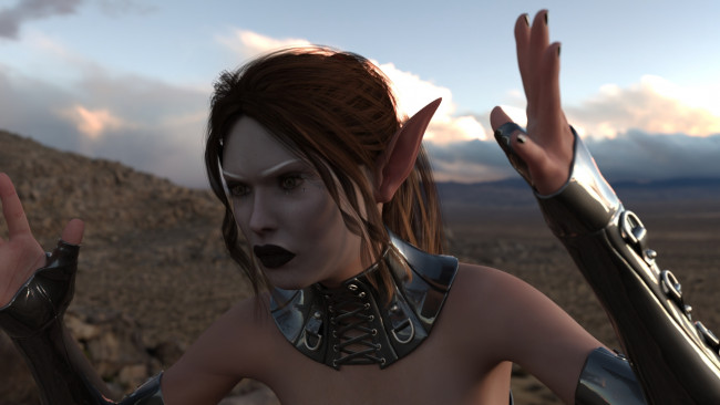 Обои картинки фото 3д графика, эльфы , elves, дроу, перчатки, пустыня