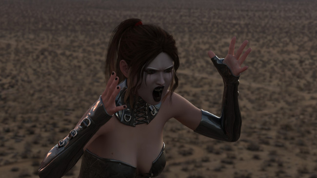 Обои картинки фото 3д графика, эльфы , elves, дроу, перчатки, пустыня, крик