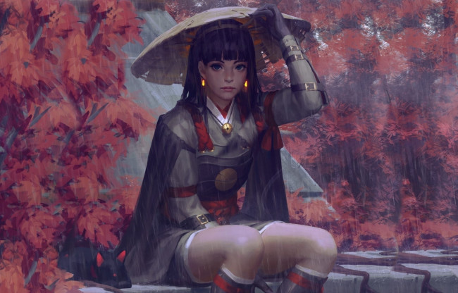 Обои картинки фото guweiz, рисованное, девушка