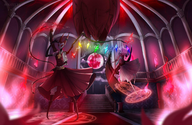 Обои картинки фото аниме, touhou, существа, печати, купол