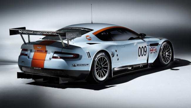 Обои картинки фото aston martin dbr9, автомобили, aston martin, голубой, полоса