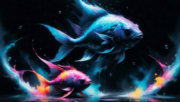 обоя рисованное, животные,  рыбы, нейросети, графика, нейроарт, ai, art, нейронные, сети, рисунки, нейро, искусство, нейрографика, graphics, neuroart, neural, networks, drawings, neuro, neurography