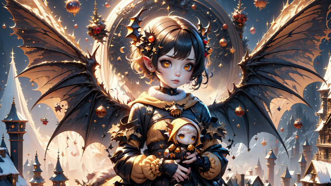 Обои картинки фото аниме, ангелы,  демоны, нейросети, графика, нейроарт, ai, art, нейронные, сети, рисунки, нейро, искусство, нейрографика, graphics, neuroart, neural, networks, drawings, neuro, neurography