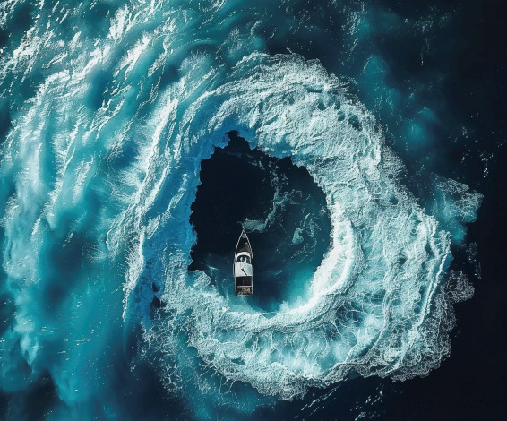 Обои картинки фото разное, компьютерный дизайн, лодка, водоворот