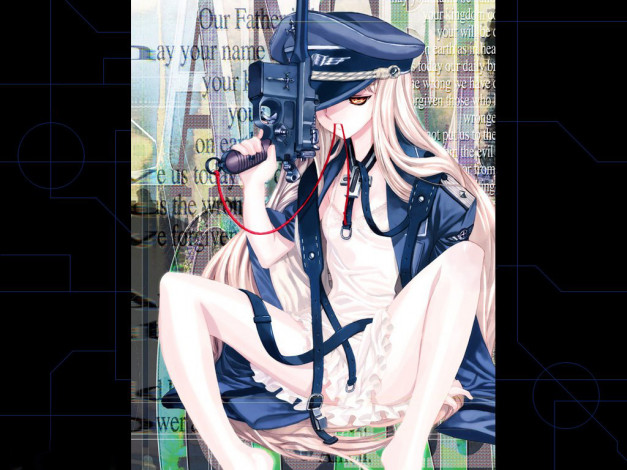 Обои картинки фото аниме, weapon, blood, technology