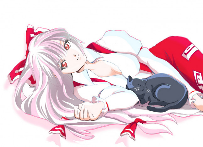 Обои картинки фото аниме, touhou, фудзивара, но, моко