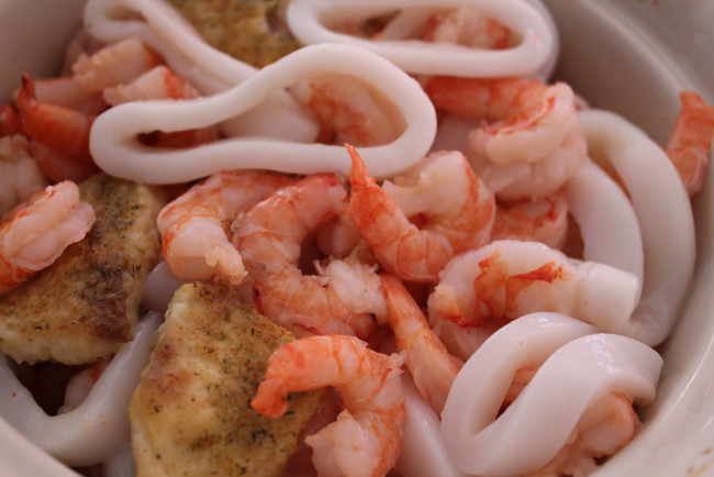 Обои картинки фото автор, varvarra, еда, рыбные, блюда, морепродуктами, рыба, креветки, кальмар