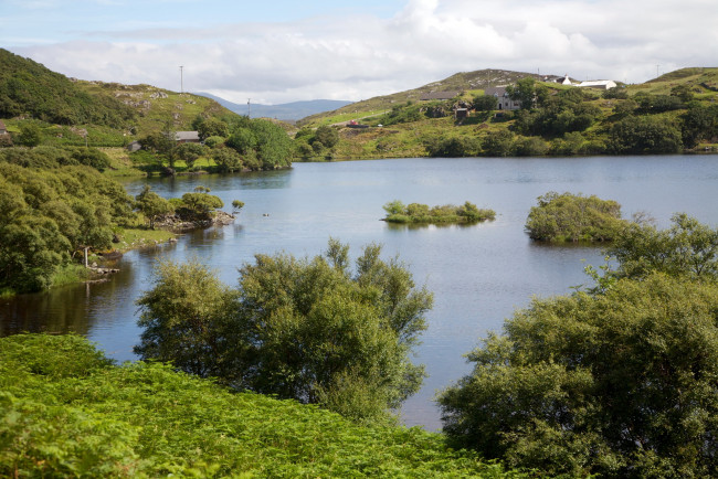 Обои картинки фото природа, реки, озера, река, холмы, деревья