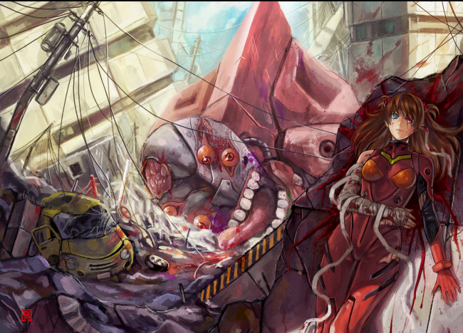 Обои картинки фото soryu, asuka, langley, аниме, evangelion, neon, genesis