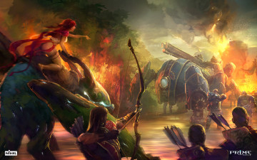 Картинка prime world видео игры лук огонь пожар существа девушка