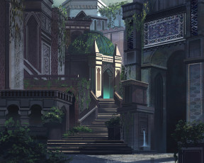 Картинка фэнтези замки иной мир город здания сооружения