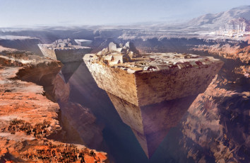 Картинка фэнтези иные+миры +иные+времена пирамида летающая каньон мир иной