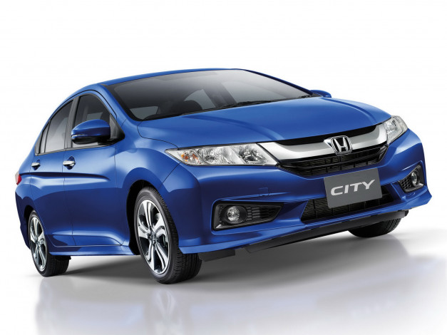 Обои картинки фото автомобили, honda, th-spec, city, синий, 2014