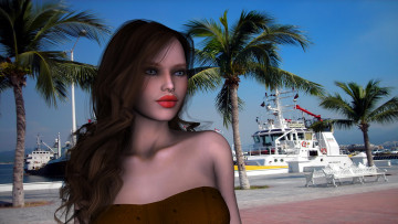 Картинка 3д+графика портрет+ portraits девушка взгляд фон