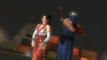 Картинка 3д+графика аниме+ anime ниндзя оружие фон взгляд девушка