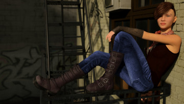 Картинка 3д+графика люди+ people девушка взгляд фон