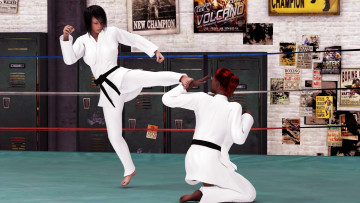 Картинка 3д+графика спорт девушка взгляд фон борьба