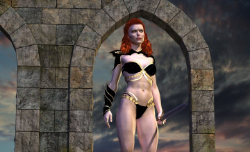 Картинка 3д+графика амазонки+ amazon фон девушка взгляд меч