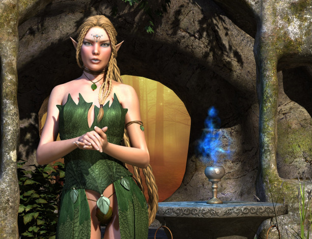 Обои картинки фото 3д графика, эльфы , elves, фон, взгляд, эльфийка