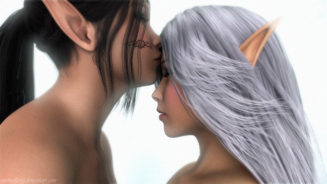 Обои картинки фото 3д графика, эльфы , elves, фон, взгляд, эльфийки