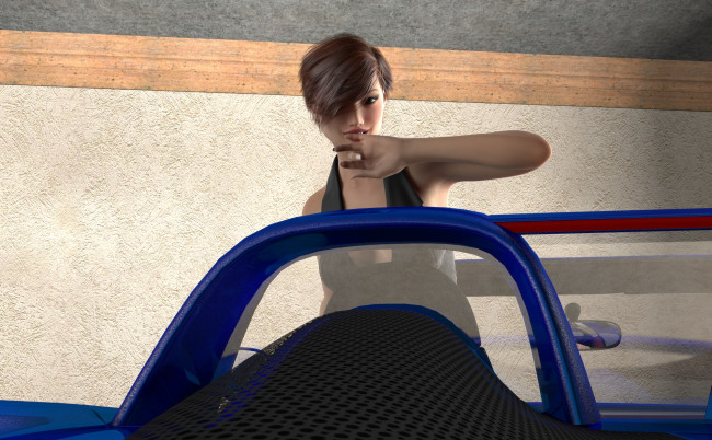 Обои картинки фото 3д графика, люди , people, фон, взгляд, девушка