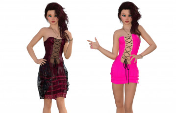 Картинка 3д+графика люди+ people девушки взгляд фон