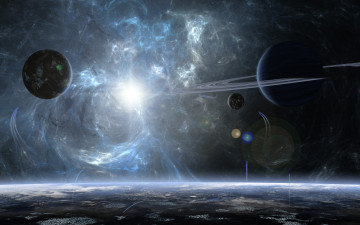 Картинка космос арт вселенная планеты звезды галактика