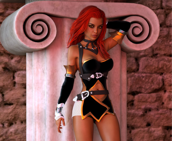 Обои картинки фото 3д графика, фантазия , fantasy, девушка, взгляд, фон