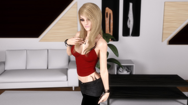 Обои картинки фото 3д графика, люди , people, взгляд, фон, девушка