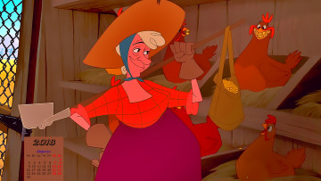 Картинка календари кино +мультфильмы женщина взгляд 2018 курица