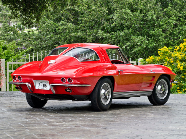 Обои картинки фото corvette sting ray z06 1963, автомобили, corvette, red, 1963, z06, sting, ray